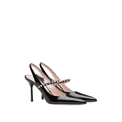 Zapatos sin talón de charol Negro | Miu Miu
